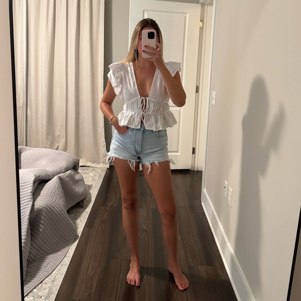 White Ruffled Zara Top